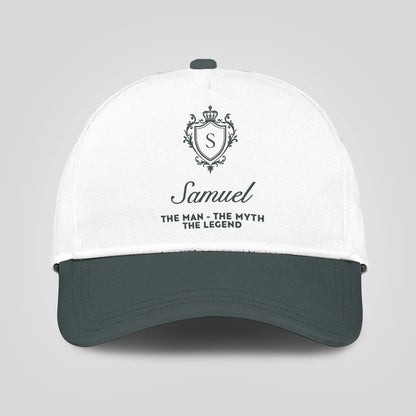 The Man The Myth The Legend Elegant Gray And White Cap SAMUEL 13K1 C170PF