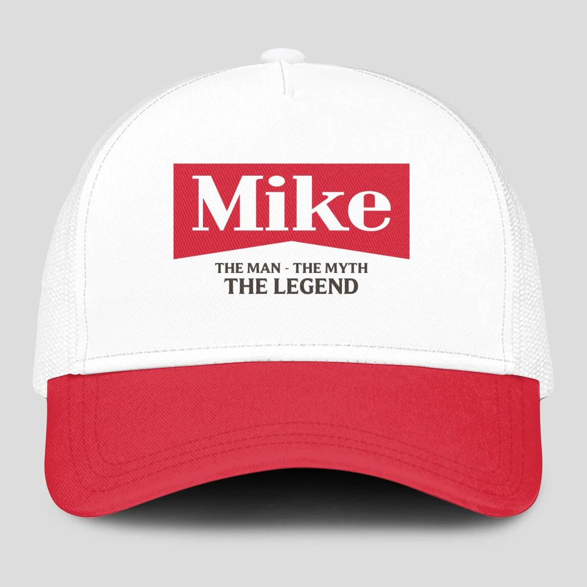The Man The Myth The Legend Red And White Mesh Cap MIKE 13K1 C197PF