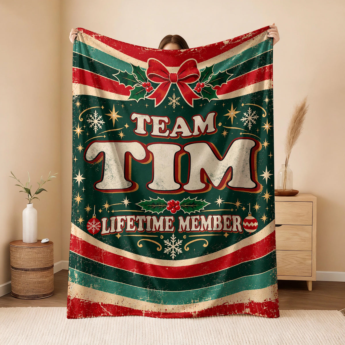 Team Your Name Lifetime Member Christmas Fleece Blanket TIM 13K1 BK52