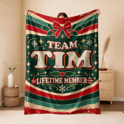 Team Your Name Lifetime Member Christmas Fleece Blanket TIM 13K1 BK52