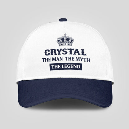 The Man The Myth The Legend King Crown Blue And White Cap CRYSTAL 13K1 C147PF