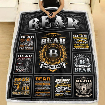 BEAR Personalized Blanket | Custom Name Cozy Throw Gift 13K1-BK2