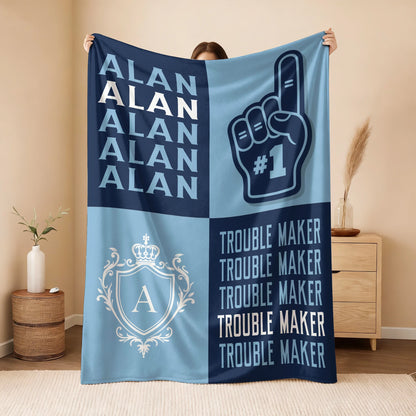 Trouble Maker Funny Blue Fleece Blanket ALAN 13K1 BK21