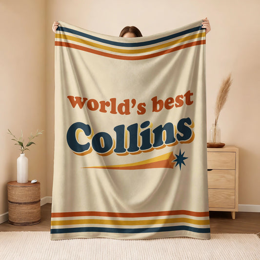 World's Best Your Name Retro Fleece Blanket COLLINS 13K1 BK64