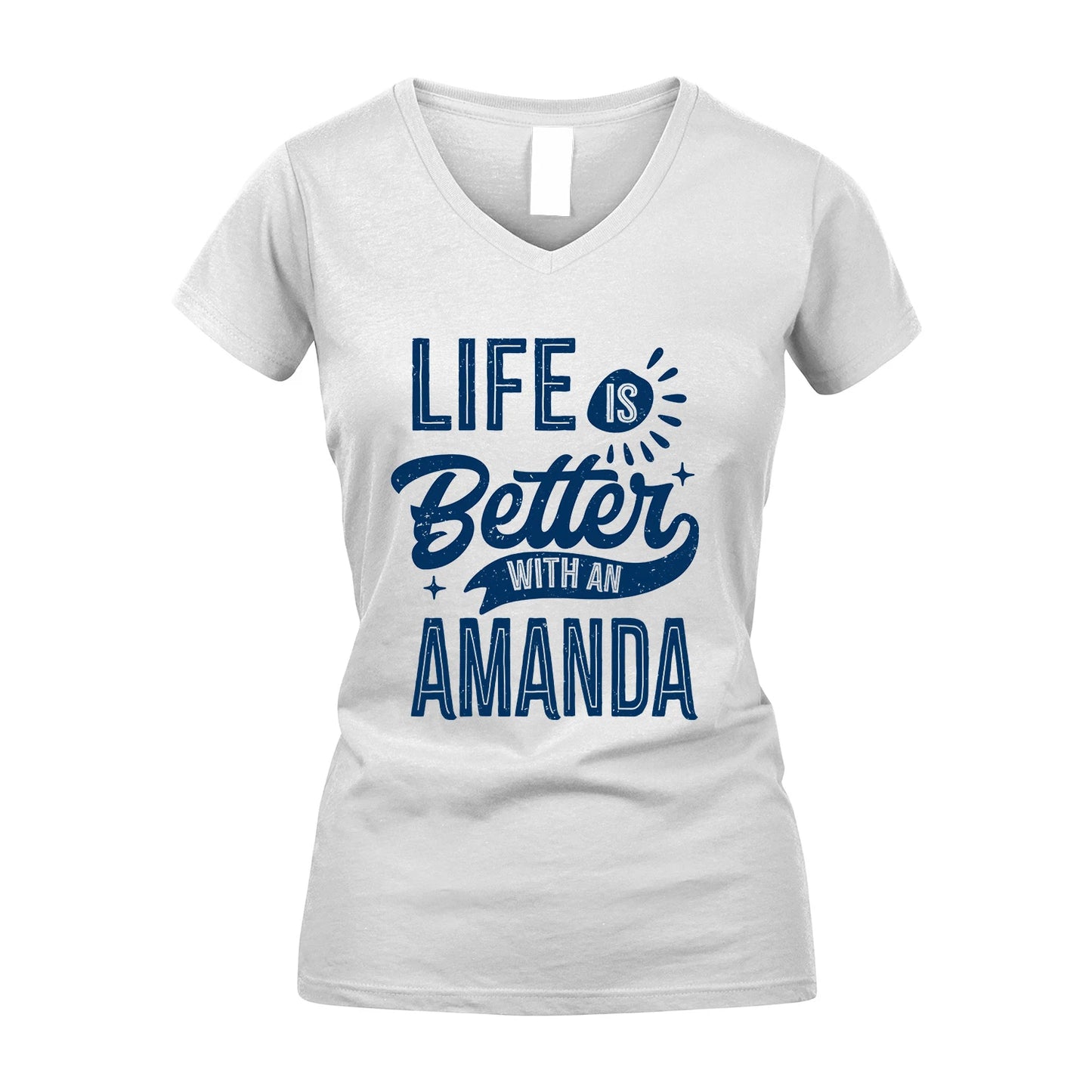 AMANDA 13K1-116 Personalized Name Quote T-Shirt Life Is Better With Unisex Gift