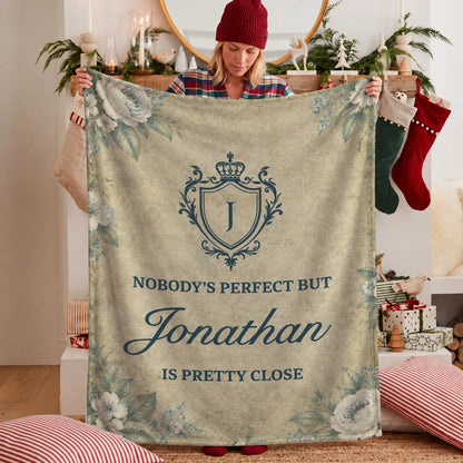 Nobody's Perfect But Your Name Is Pretty Close Green Floral Fleece Blanket JONATHAN 13K1 BK39