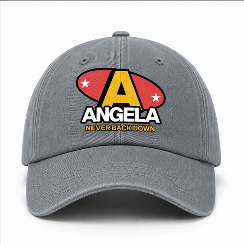 Never Back Down With Your Name And Initial Letter Washed Cap ANGELA 13K1 C82PF