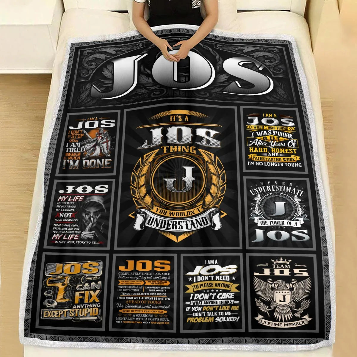 JOS Personalized Blanket | Custom Name Cozy Throw Gift 13K2-BK2