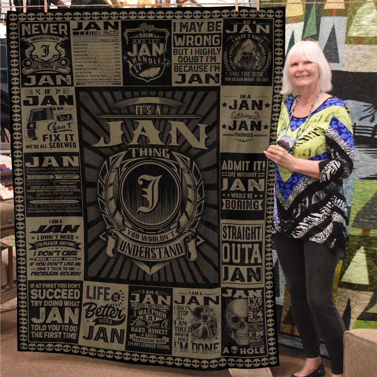 JAN Personalized Blanket | Custom Name Cozy Throw Gift 13K1-BK3
