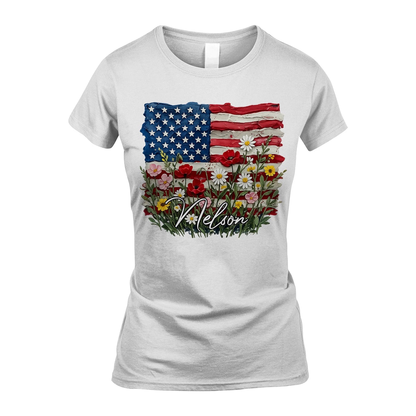 NELSON 13K1-549 Personalize Name - Design American flag and flowers