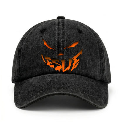 Stay Hungry Pumpkin Chasing Ghosts Funny Washed Cap LESLIE 13K1 C101PF