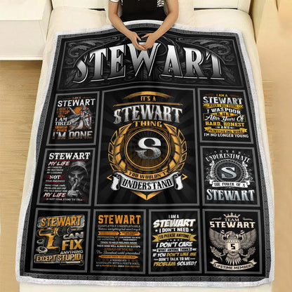 STEWART Personalized Blanket | Custom Name Cozy Throw Gift 13K1-BK2
