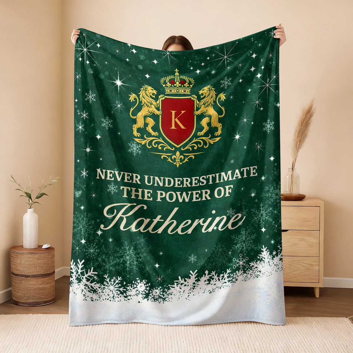 Never Underestimate Your Name Old Money Christmas Fleece Blanket KATHERINE 13K1 BK26