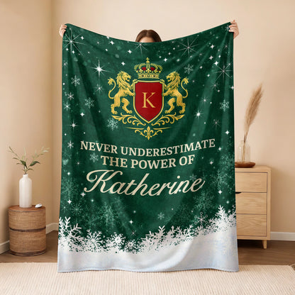 Never Underestimate Your Name Old Money Christmas Fleece Blanket KATHERINE 13K1 BK26