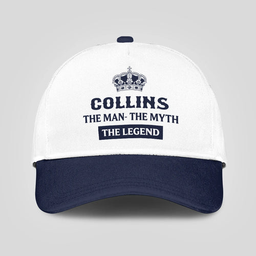 The Man The Myth The Legend King Crown Blue And White Cap COLLINS 13K1 C147PF
