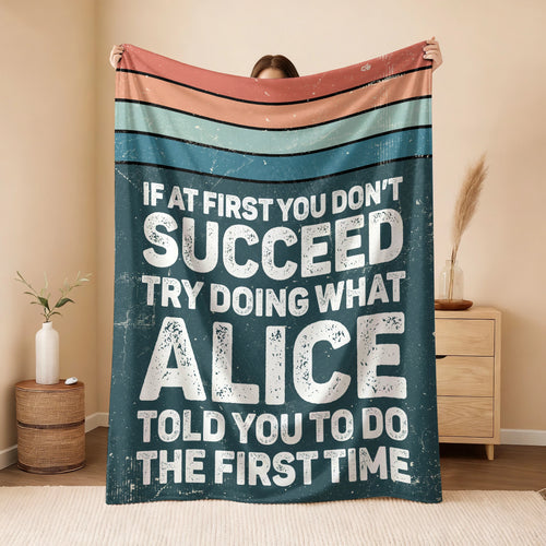 If At First You Don’t Succeed Retro Green Fleece Blanket ALICE 13K1 BK29