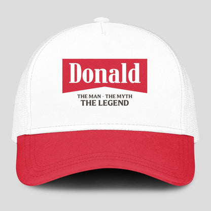 The Man The Myth The Legend Red And White Mesh Cap DONALD 13K1 C197PF
