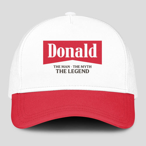 The Man The Myth The Legend Red And White Mesh Cap DONALD 13K1 C197PF