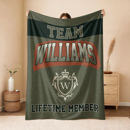 Team Your Name Lifetime Member Sage Green Fleece Blanket WILLIAMS 13K1 BK22