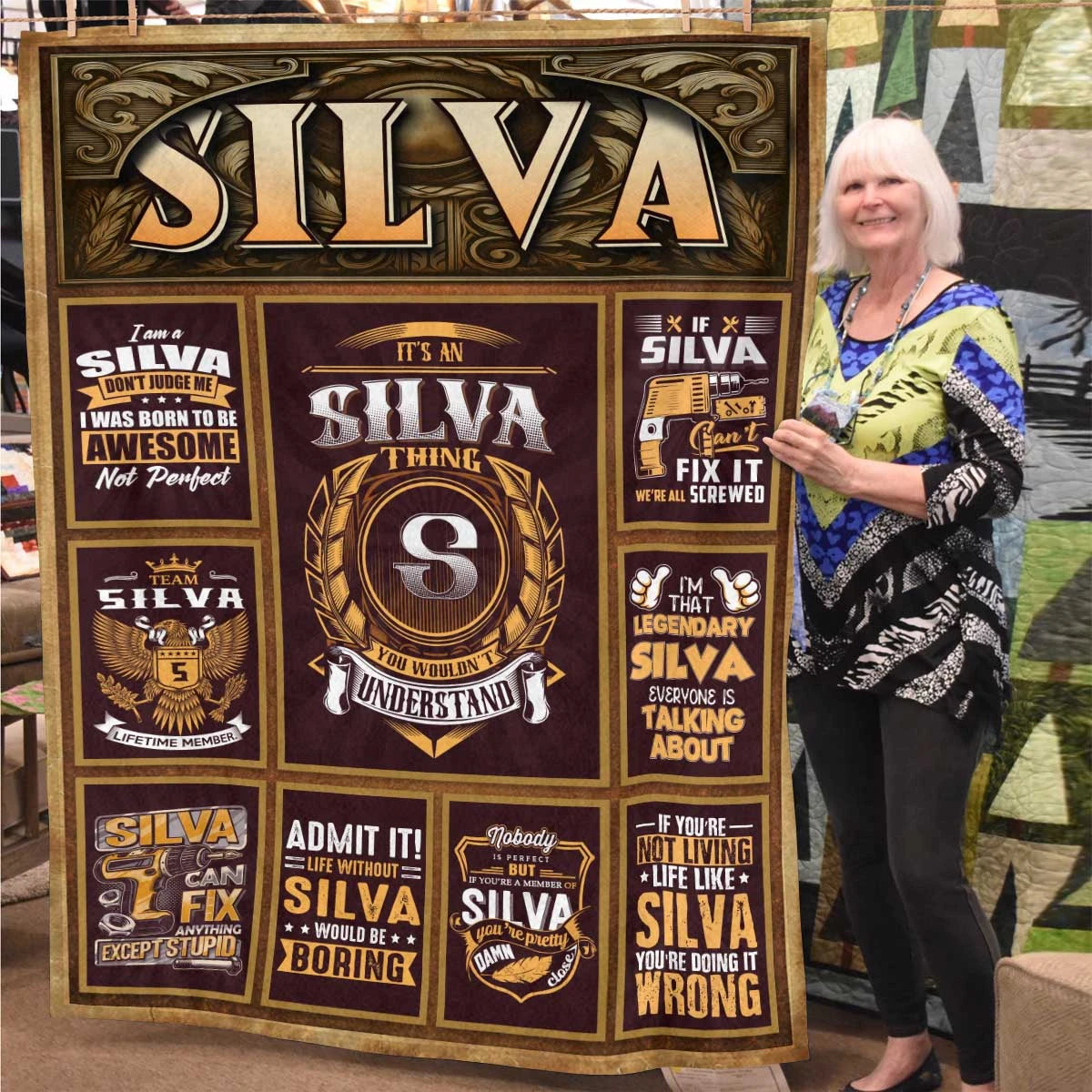 SILVA Personalized Blanket | Custom Name Cozy Throw Gift 13K1-BK4