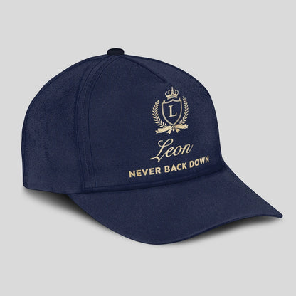 Never Back Down Luxury Crest Navy Cap LEON 13K1 C167PF