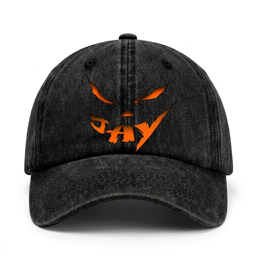Stay Hungry Pumpkin Chasing Ghosts Funny Washed Cap JAY 13K1 C101PF