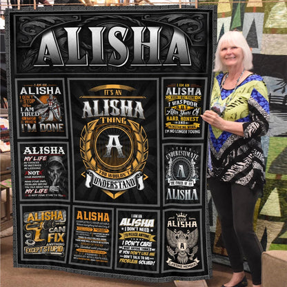 ALISHA Personalized Blanket | Custom Name Cozy Throw Gift 13K4-BK2