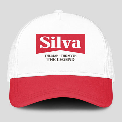 The Man The Myth The Legend Red And White Mesh Cap SILVA 13K1 C197PF