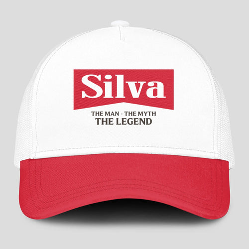 The Man The Myth The Legend Red And White Mesh Cap SILVA 13K1 C197PF