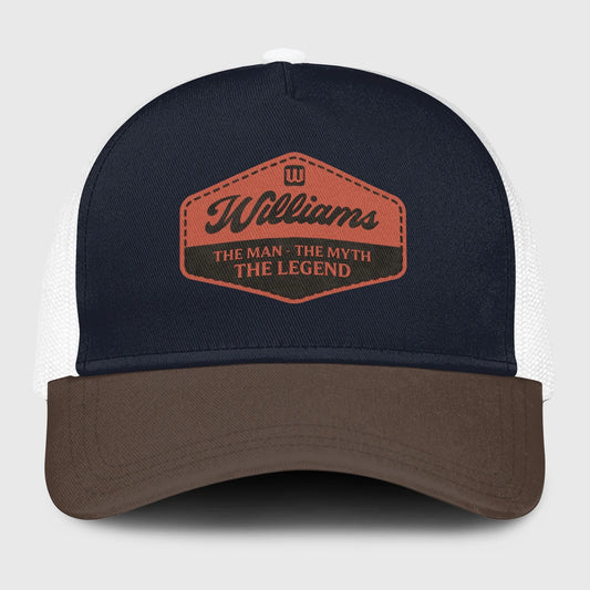 The Man The Myth The Legend Navy And Brown Mesh Cap WILLIAMS 13K1 C188PF