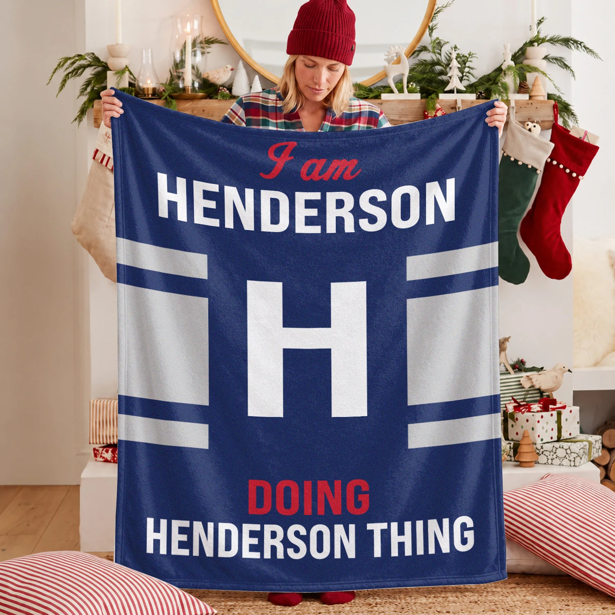 I'm Name Doing Name Things Navy Fleece Blanket HENDERSON 13K1 BK51