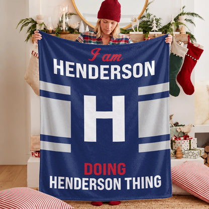 I'm Name Doing Name Things Navy Fleece Blanket HENDERSON 13K1 BK51