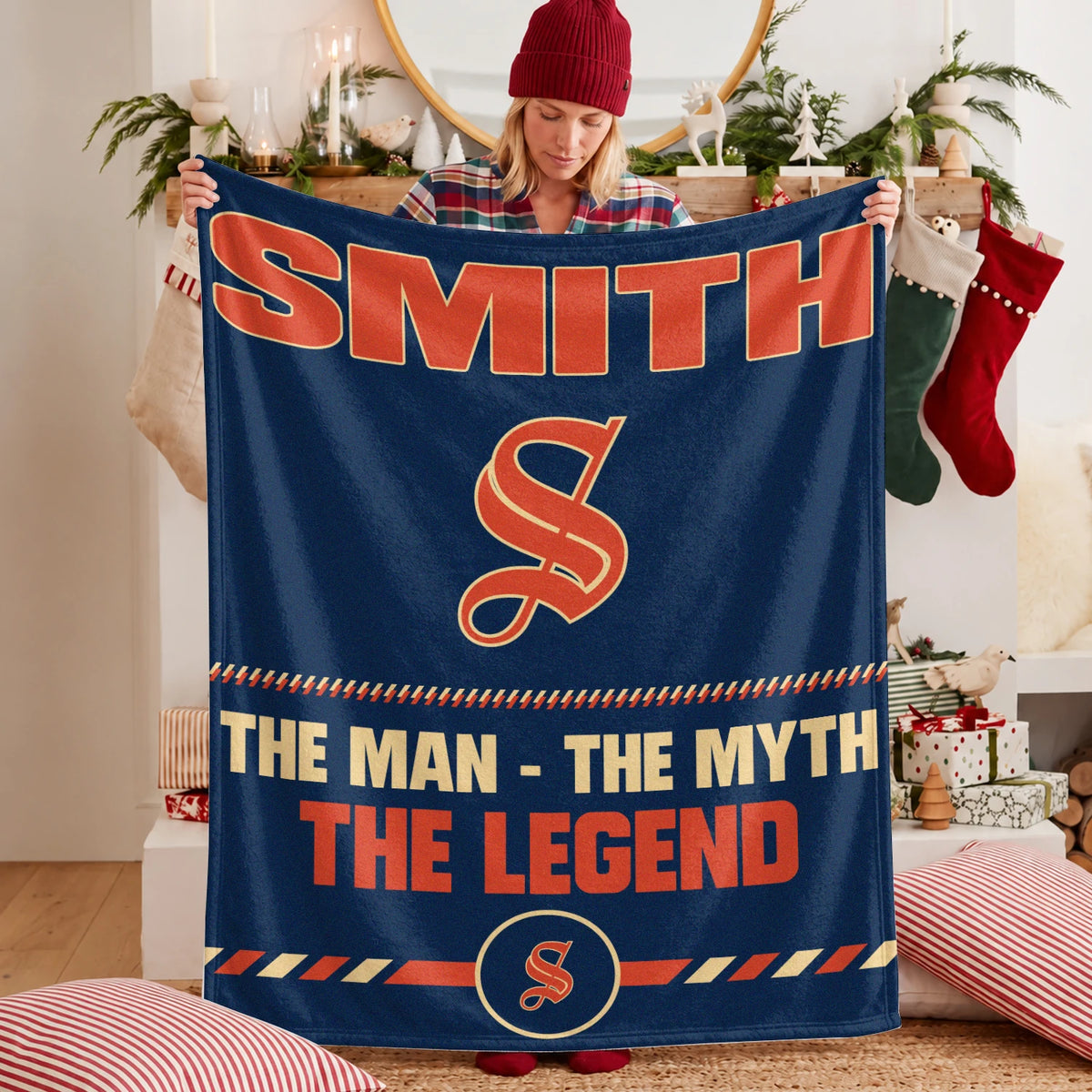 The Man The Myth The Legend Retro Fleece Blanket SMITH 13K1 BK53