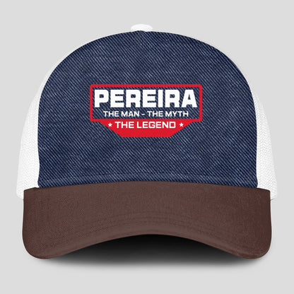 The Man The Myth The Legend Navy Brown And White Mesh Cap PEREIRA 13K1 C200PF