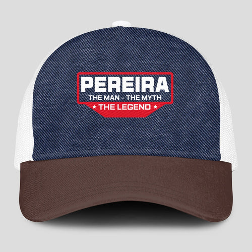 The Man The Myth The Legend Navy Brown And White Mesh Cap PEREIRA 13K1 C200PF
