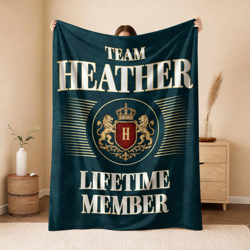 Team Your Name Lifetime Member Sage Green Fleece Blanket HEATHER 13K1 BK42