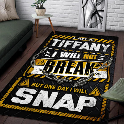 TIFFANY Motivational Rug – Black & Yellow Quote Carpet for Living Room 13K1-AR1