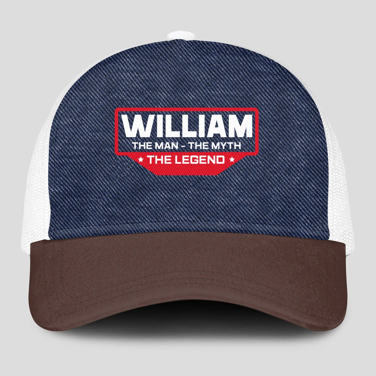 The Man The Myth The Legend Navy Brown And White Mesh Cap WILLIAM 13K1 C200PF