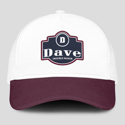 Trouble Maker Burgundy And White Funny Mesh Cap DAVE 13K1 C201PF