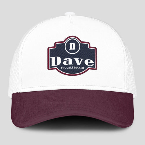 Trouble Maker Burgundy And White Funny Mesh Cap DAVE 13K1 C201PF