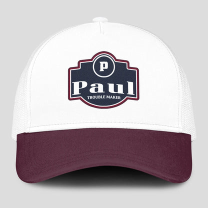 Trouble Maker Burgundy And White Funny Mesh Cap PAUL 13K1 C201PF