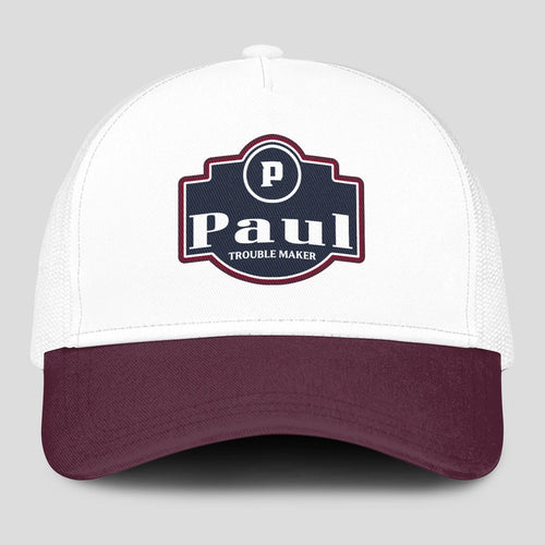 Trouble Maker Burgundy And White Funny Mesh Cap PAUL 13K1 C201PF