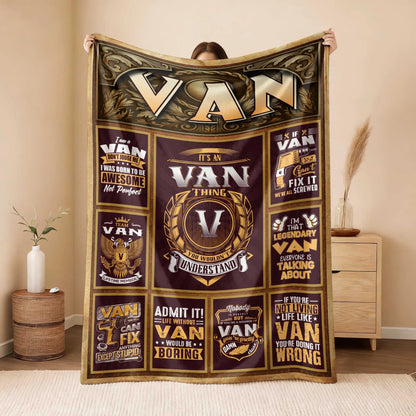 VAN Personalized Blanket | Custom Name Cozy Throw Gift 13K1-BK4