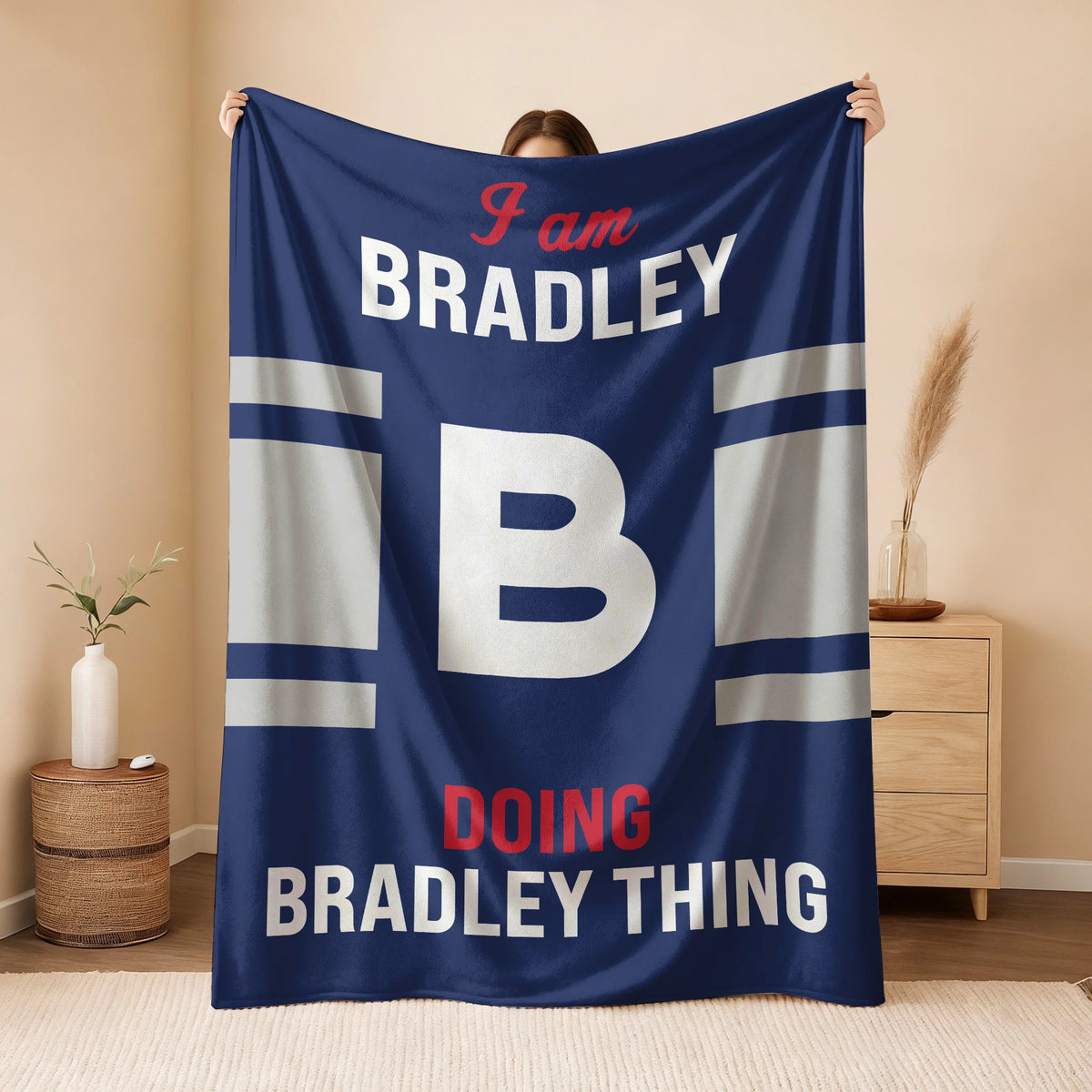I'm Name Doing Name Things Navy Fleece Blanket BRADLEY 13K1 BK51