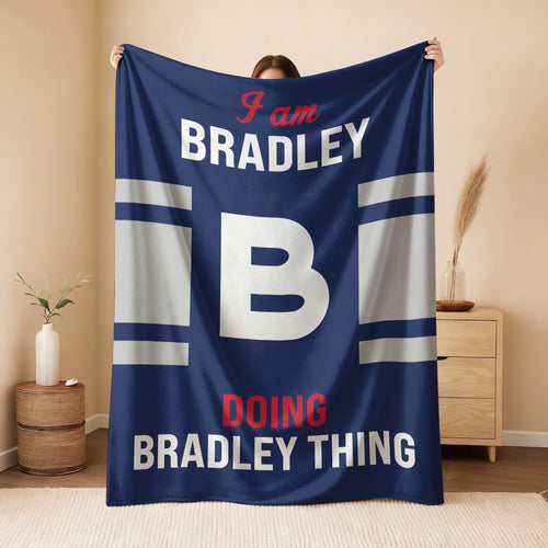 I'm Name Doing Name Things Navy Fleece Blanket BRADLEY 13K1 BK51