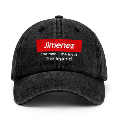 Your Name The Man The Myth The Legend Red Logo Washed Cap JIMENEZ 13K1 C130PF