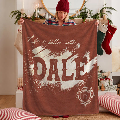 Life Is Better With Your Name Terracotta Cream Fleece Blanket DALE 13K1 BK30