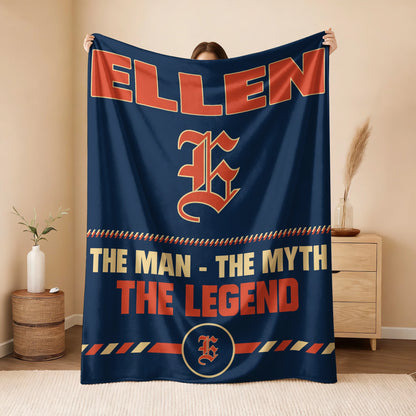 The Man The Myth The Legend Retro Fleece Blanket ELLEN 13K1 BK53
