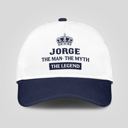 The Man The Myth The Legend King Crown Blue And White Cap JORGE 13K1 C147PF