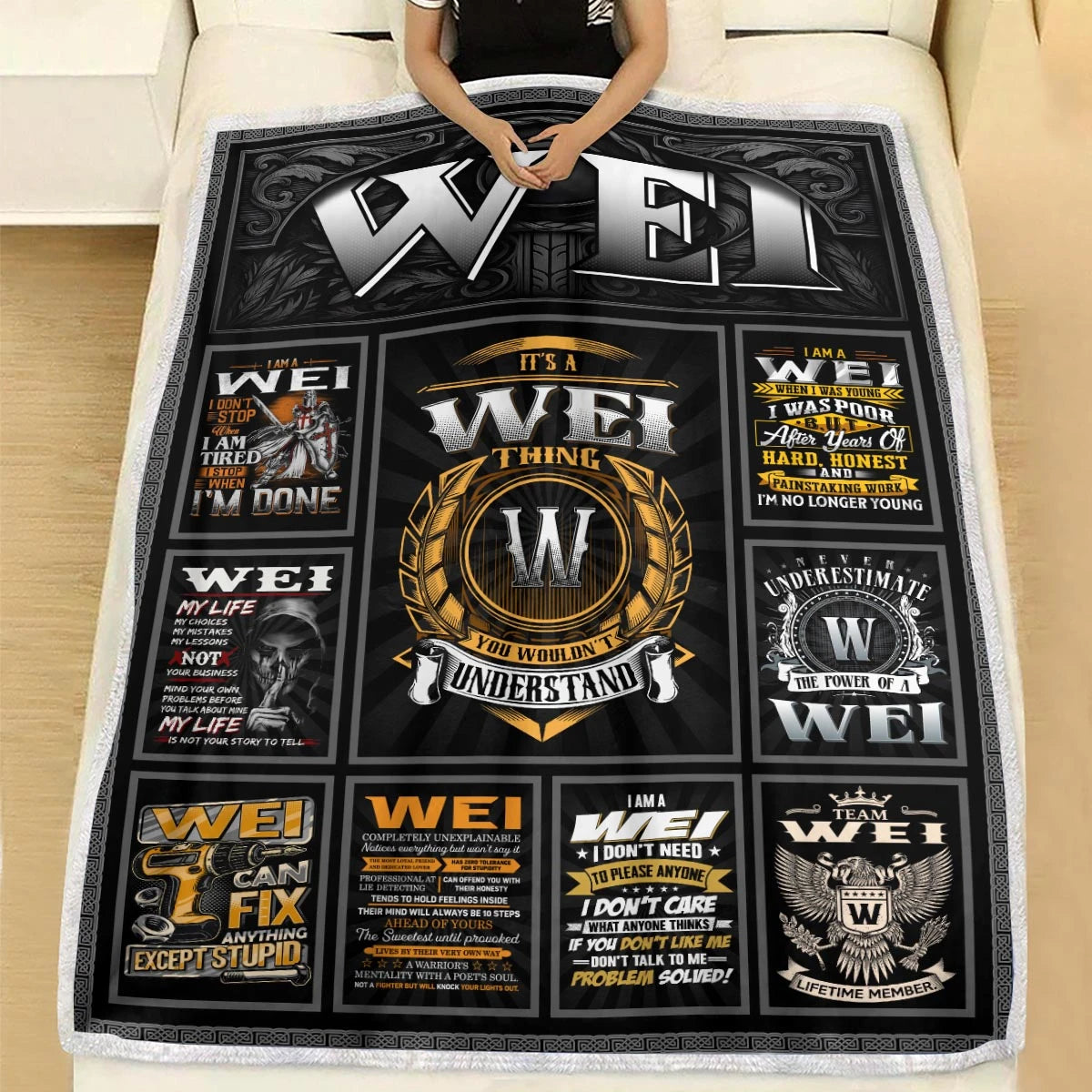 WEI Personalized Blanket | Custom Name Cozy Throw Gift 13K4-BK2